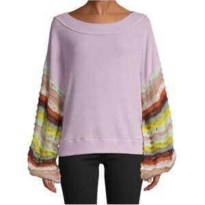 We The Free | Women’s Cha Cha Top Puff Colorful Sleeves Size Small